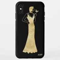 *~* Art Deco Nouveau Gold Glitter Woman Butterfly iPhone XS Max Case