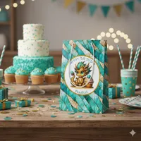 A Teal and Gold Dragon Personalized Boy's Birthday Medium Gift Bag