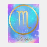 Zodiac Sign Scorpio Gold on Colorful Background | Fleece Blanket