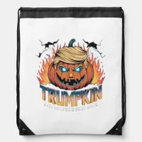 Trumpkin Classic – Spooky Pumpkin Design Drawstring Bag