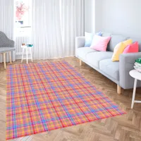 Hot Pink Retro Style Plaid Pattern Rug