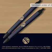 Navy Blue Gold Logo Marketing Pen