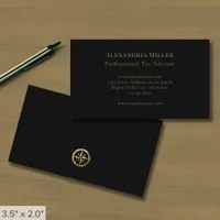 Simple Black and Gold Compass Business Card