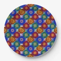 Stained Glass Abstract Red Green Blue Orange Paper Plates