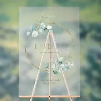 Dreamy Foliage Wedding Welcome Green/Blue ID817 Acrylic Sign