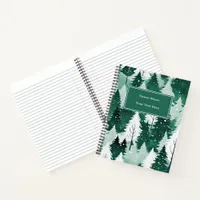 Stylish Modern Watercolor Winter Trees Snow Notebook