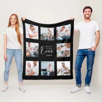 Best dad ever photo collage black white father fleece blanket
