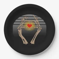 Skeleton Hands Making A Heart Classic Paper Plates