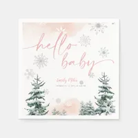 Winter Hello Baby Napkins, Baby Shower Napkins