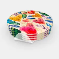 Watercolor Hearts Coaster Set