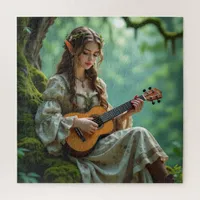 Enchanted Elven Girl Playing a Ukulele  Jigsaw Puzzle