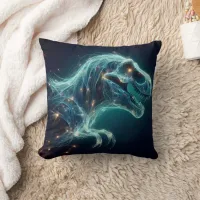 Glowing Tyrannosaurus Rex in Mystical Atmosphere Throw Pillow