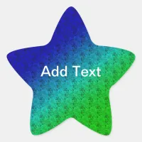 Diag Rainbow Gradient Floral Pattern Blue Green Star Sticker