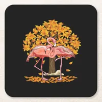 It’s Fall Y’all Flamingo Autumn Style Square Paper Coaster