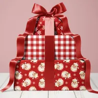 Red Retro Vintage Santa Christmas Wrapping Paper Sheets