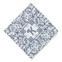 Blue Fancy Floral Pattern Personalized Bandana