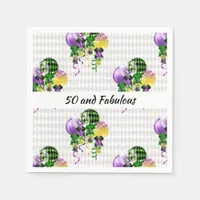 50 and Fabulous Mardi Gras Ballons Napkins