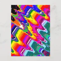 Rainbow Blip Abstract Digital Art   Postcard