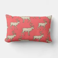 Lumbar Pillow Coral Reindeer Design