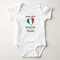 *~* LOVED WITH ITALIAN PASSION Heart Flag White Baby Bodysuit