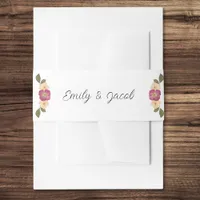 Elegant Pressed Wildflowers Boho Garden Wedding Invitation Belly Band