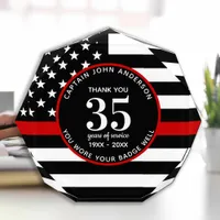 Firefighter Retirement Service Years Thin Red Line Acrylic Award