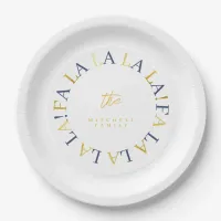 Blue Gold Christmas Fa La La ID1009 Paper Plates