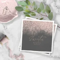 Sparkles Sweet Sixteen Rose Gold/Blk ID912 Napkins