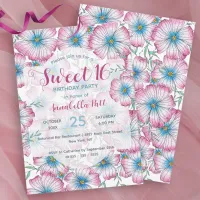 Bohemian Pastel Floral Pink Blue Sweet 16