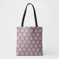 Pink Flowers And Stripes Tote Bag