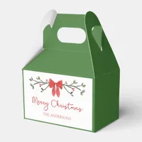 Personalized Merry Christmas Coquette Bow Trendy Favor Boxes