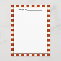 Country Checkered Recipe Blank #2 Card