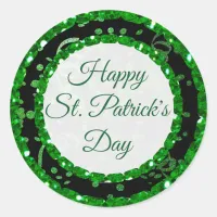 Happy St Patrick's Day Green Black Stickers