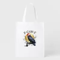Funny Crow F-Caw-F Bird Gothic Christmas Santa Hat Grocery Bag