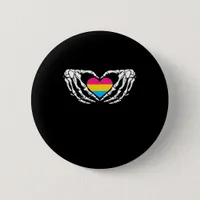 Pan Pride Skeleton Halloween Pan Goth Heart Button
