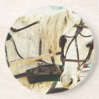 Gray Amish Buggy Horse Drink Coaster