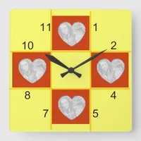 Clock - Patchwork (red heart)