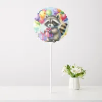 Watercolor Cartoon Raccoon Personalized Birthday Balloon