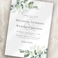 Elegant Modern Eucalyptus Greenery Wedding Invitation