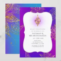 Gold Foil Arabian Bollywood Bridesmaids Luncheon Invitation