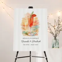 Coastal Chic Champagne Cocktail Wedding Welcome Foam Board