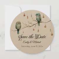 Rustic Woodland Love Birds Celebration Save The Date