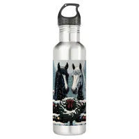 Festive Horses | Merry Christmas Stainless Steel Water Bottle