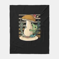 Cottagecore Mushroom Forest Toad Goblincore Mycolo Fleece Blanket