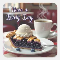 Lovely Day | Blueberry Pie, Ice Cream & Coffee Square Sticker