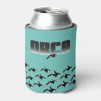 Killer Whale on Blue Can Cooler