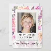 Floral Funeral Memorial Photo Prayer Card