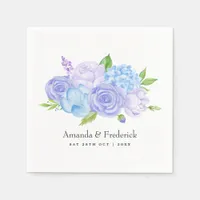 Hydrangea Blue and Light Lavender Wedding Napkins