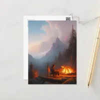 Wanderlust: A Cozy Night by the Campfire AI Art Postcard