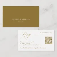 Elegant Gold RSVP QR Code Wedding Reply Enclosure Card